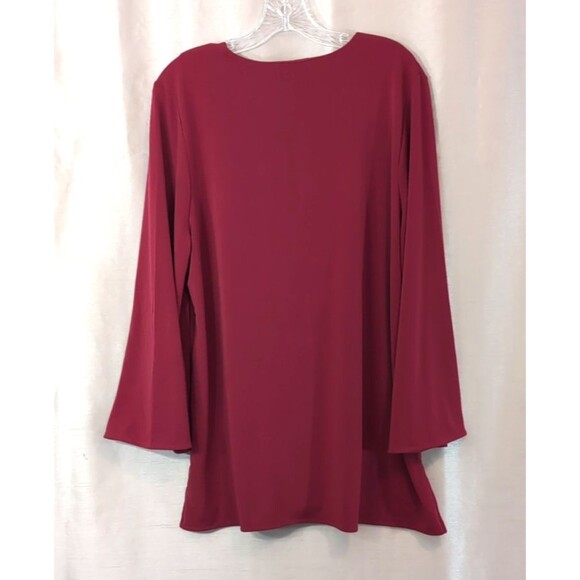 Lauren Ralph Lauren Blouse Women's Size XL Red Flowy Flare Long Sleeve Elegant - Picture 14 of 16